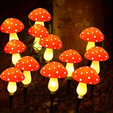 Solar outdoor lights, cute garden mushroom outdoor decorative pile string lights, solar waterproof outdoor lights