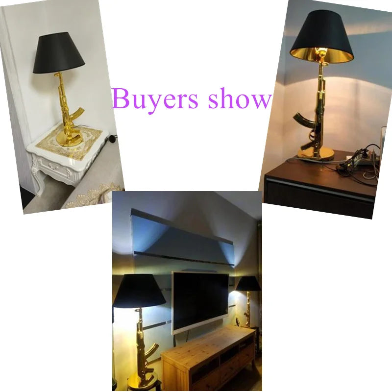 2025 New Modern Plated Table Lamps AK47 Gun Design Desk Decor Bedside Light Creative Living Room floor lamps Reading Night Light