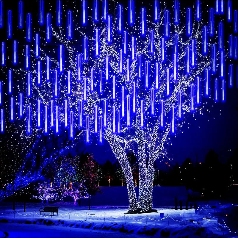 30/50cm LED Meteor Shower Garland Holiday Strip Light Outdoor Waterproof Fairy Lights For Garden Street Christmas Decoration