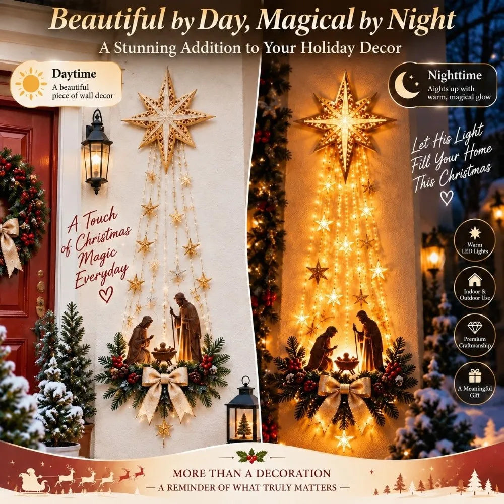 Wall Mounted Lighted Wall Decoration Warm White Lights Snow Trail Shape Light-emitting Birth Scene Wall Decoration