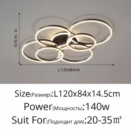 New Modern LED Chandelier Lighting For Living Study Bedroom Lamps Indoor Lighting Round Rings Foyer Luster Chandeliers Luminaire