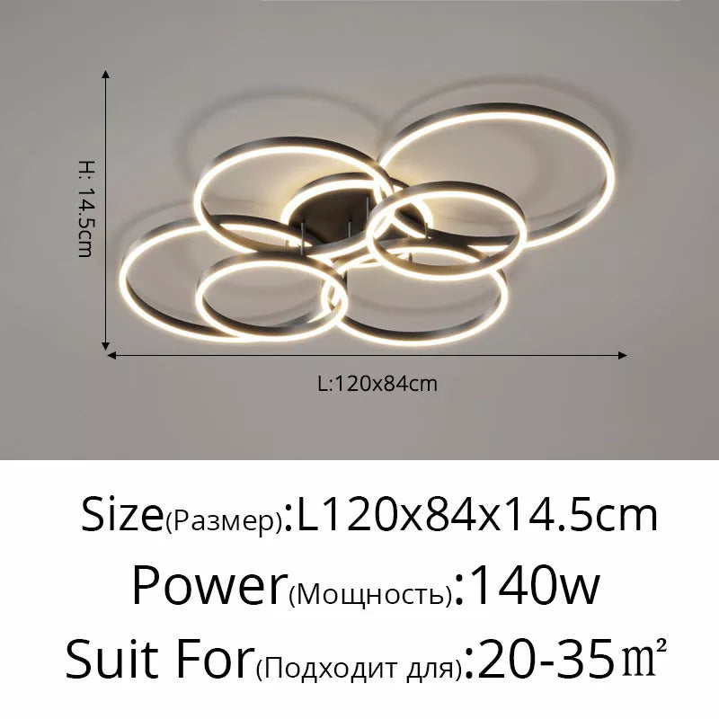 New Modern LED Chandelier Lighting For Living Study Bedroom Lamps Indoor Lighting Round Rings Foyer Luster Chandeliers Luminaire