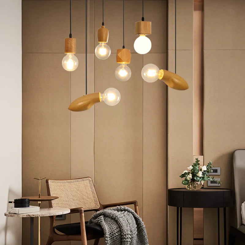 Minimalist Creative Chandelier Dining room Bedroom Living Room Bar Clothing Store restaurant Vintage Wooden Pendant Lights Hot