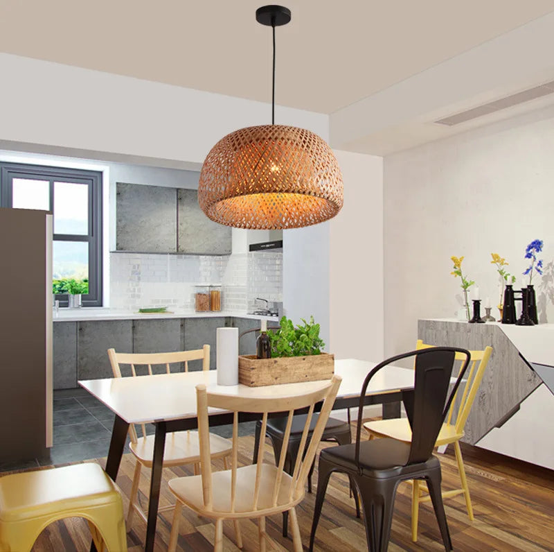 2026 Bamboo Pendant Lamps Hand Knitted Chinese Style Weaving Hanging Lamps 26cm Restaurant Home Decor Lighting Fixtures HOT