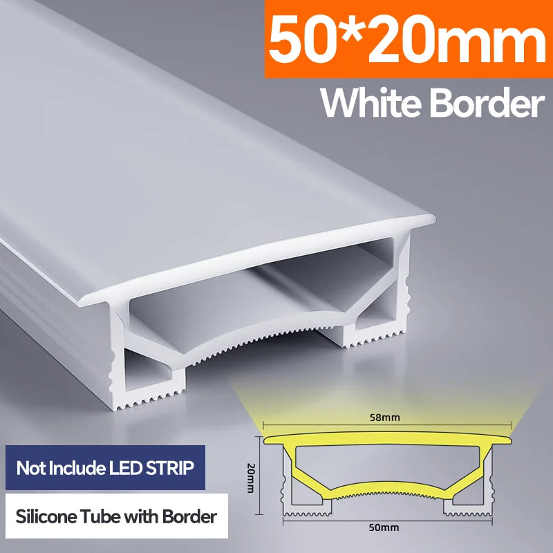 Light Strip Silicone Tube LED Diffuser Flexible Black and White Lampshade with Edge Contour Light Mask Plate Cover
