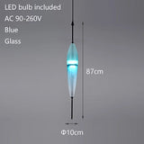2026 Modern Simple Lake Blue Gradient Glass Pendant Lamp Designer Model Room Bedroom Restaurant Bar LED Chandelier Home Decor Li