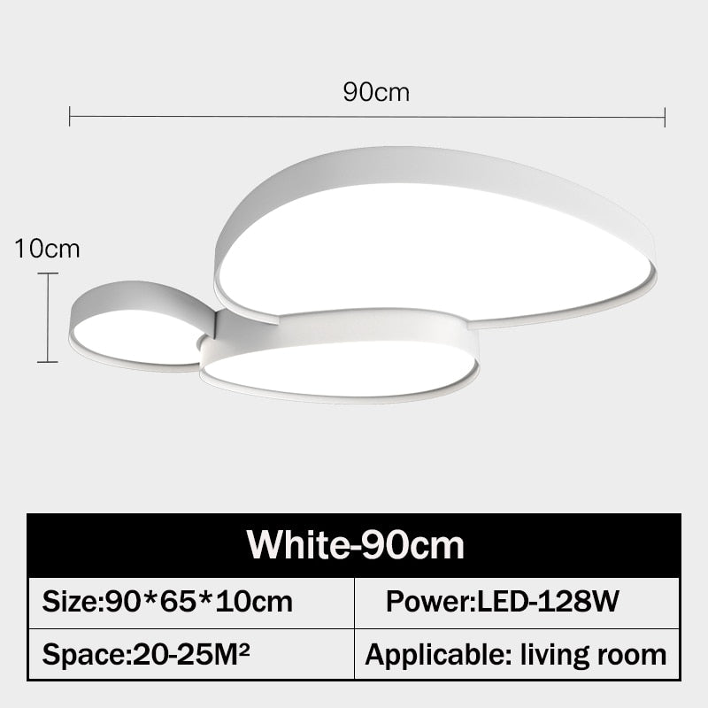 Modren LED Ceiling Lamps Living Dining Room Study Bedroom Nordic Minimalist Acrylic Black White Home Decor Lustre Lights Fixture