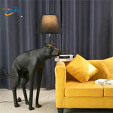 Designer Modern Black Resin Dog Floor Lamps Fabric Lampshade LED E27 Standing Light Living Room Restaurant Bedroom Kitchen Cafe