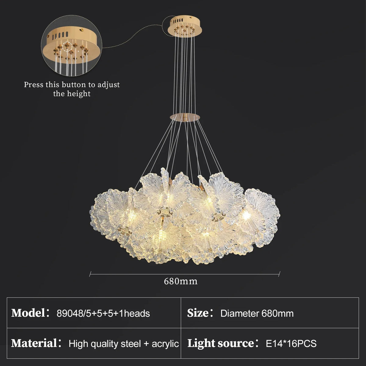 Nordic New Highend Acrylic Flower Pendant Lamp Living Room Restaurant Bedroom Villa Hotel Creative Chandelier Art Lighting Decor
