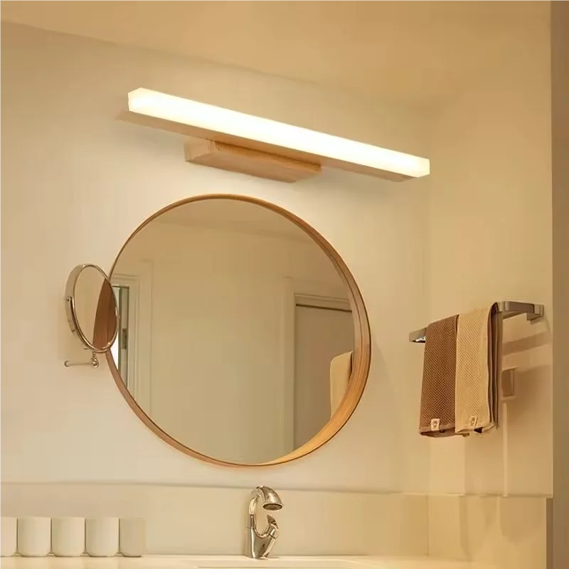 LED Mirror Lights Nordic Solid Wood Living Room Bedroom Bathroom Wall Lamp Aisle Staircase Hallway Indoor Decor Wall Light