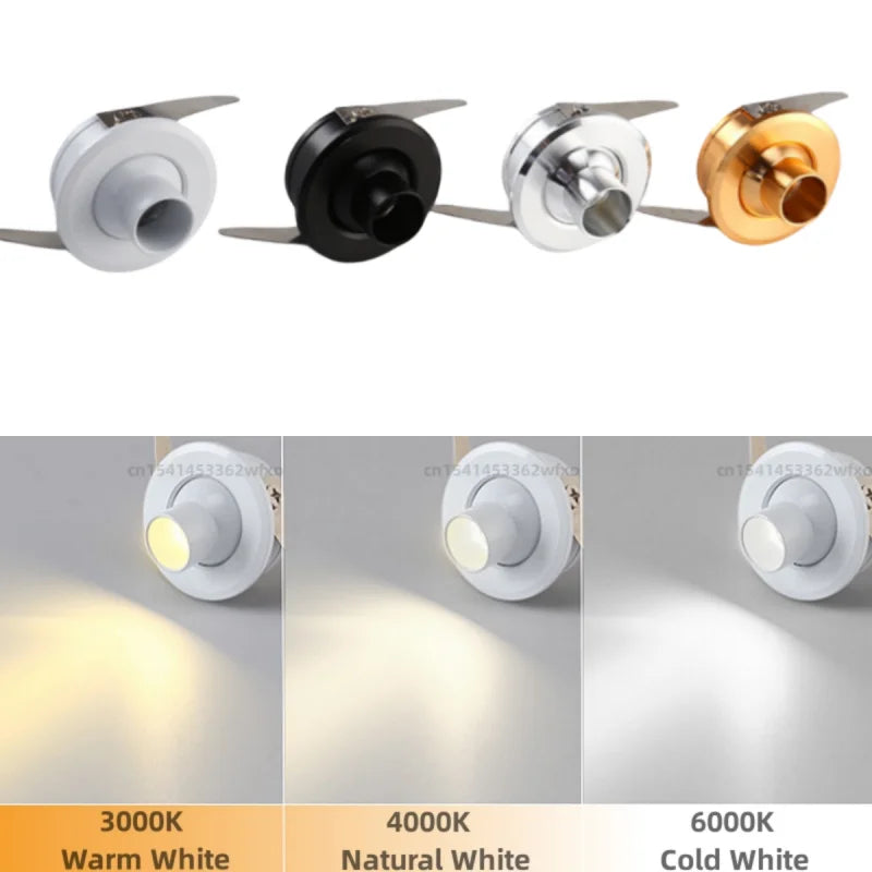3W Mini LED Recessed Spotlight - Adjustable Angle Display Case Downlight