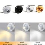 3W Mini LED Recessed Spotlight - Adjustable Angle Display Case Downlight