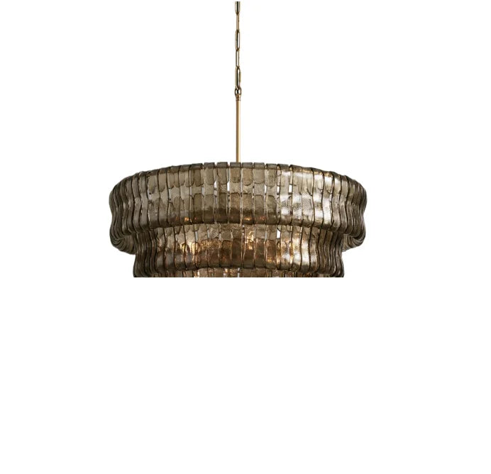 Gray Glass Ceiling Chandeliers 2025 Classic Round Hanging Lamps for Ceiling Home Decoration Lighting Gold Lustres Lamparas