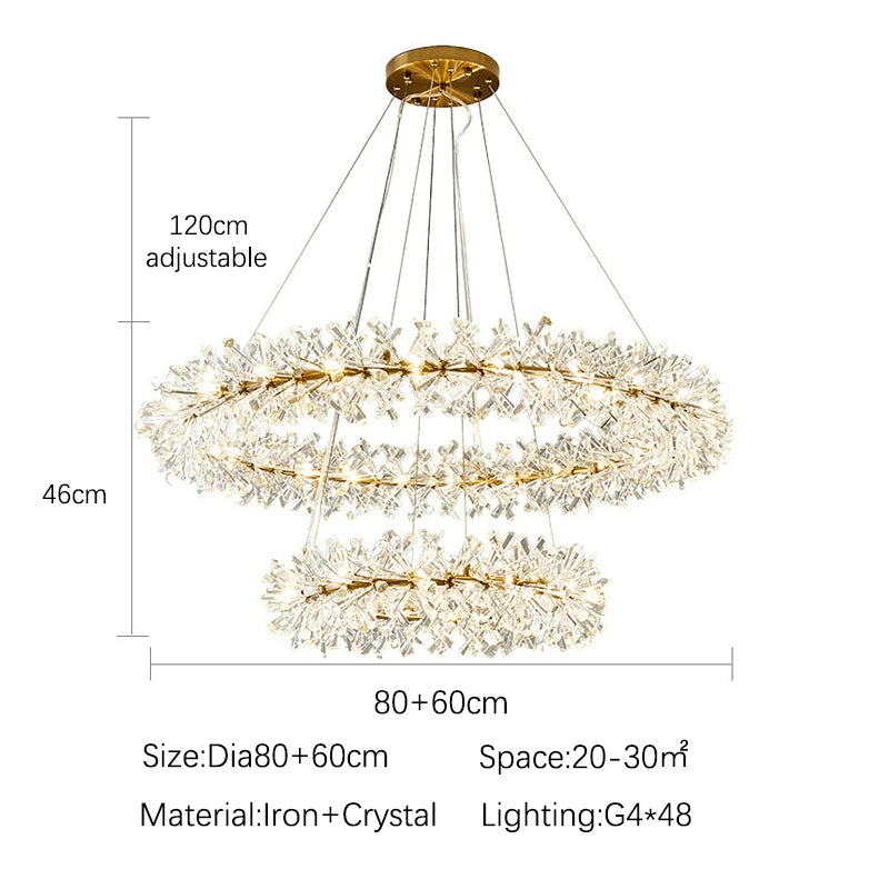 Nordic Modern Ceiling Chandelier Bedroom Dining Living Room Crystal Pendant Lamp Interior Decoration Firefly Garland LED Light