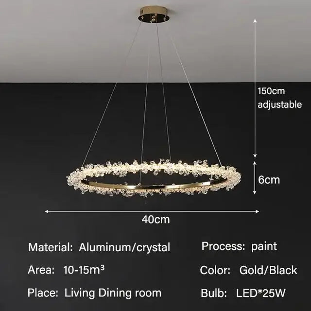 Modern Luxury Crystal LED Chandelier - Minimalist Pendant Light for Living Room
