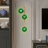 Emerald Green Glass Wall Lamp with Gold Finish, 3 G9 LED Bulbs Included 2700K Warm Light for Bedroom Living Room, Indoor Wall