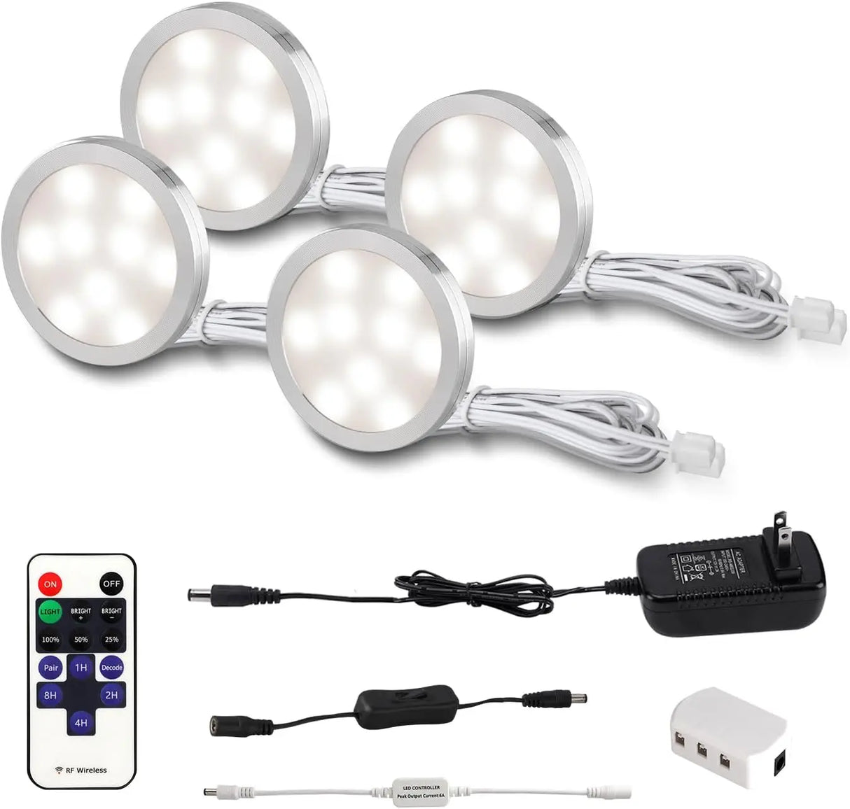 Under Cabinet Puck Lights with Remote,Light Wired, Under Counter Light Fixtures for Kitchen, LED Light for Shelf, Display Case
