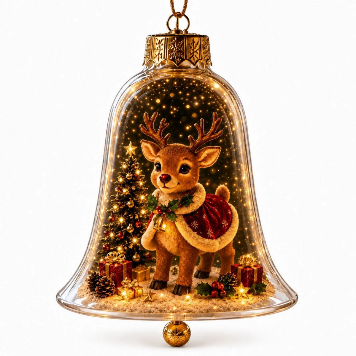 Acrylic Christmas Bell Ornament Decoration 3D Snow Globe Santa Snowman Ball Hanging Xmas Tree Pendant Christmas Party Decoration