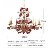 Pink Red Ceramic Rose Chandelier Luxury French Gold 5 Lights Chandelier Bedroom Lighting 6/8/10 Living Room Hanging Lights