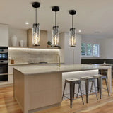 Modern Pendant Light Mini Crystal Chandeliers Adjustable Fixture for Kitchen Island Dinning Room Bedroom Black Chrome 3-Light