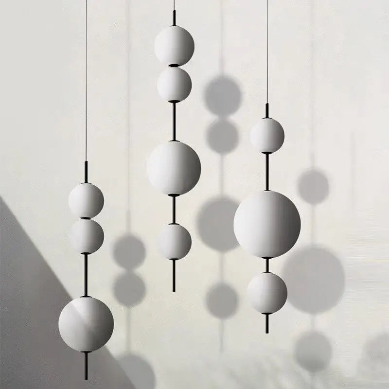White Glass Round Ball Pendant Ceiling Chandelier Designer 4 Head LED Cafe Bar Bedroom Kitchen Hanging Lamp Fixture