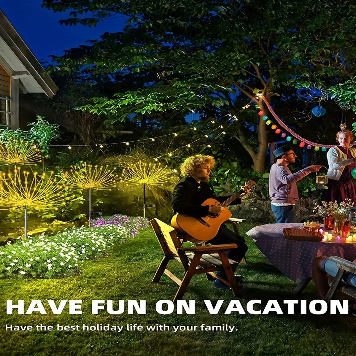 1 Pack Solar Firework Lawn Light Outdoor, IP65 Solar Garden Flower Fairy Lights For Patio Garden Christmas Lighting Decoration
