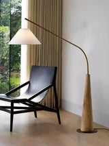 Modern Walnut Fishing LED Floor Lamp - Creative Minimalist Arc Standing Light Fixture for Living Room, Bedroom Bedside & Study