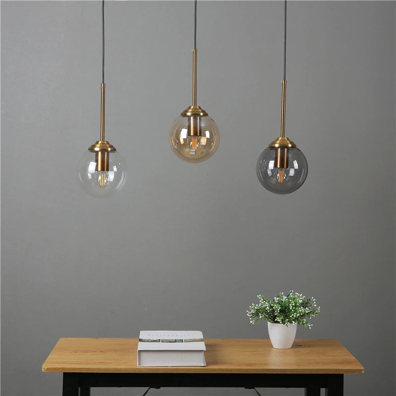 Nordic Modern Glass Pendant Lights LED Hanging Lamp for Kitchen Dining Room Bedroom Nordic Pendant Lamps Home Lighting Fixtures