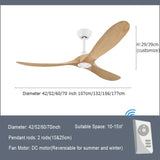 Luxury Natural Wooden Ceiling Fan Home Decorative Pendant Fan With Lamp Reversible Motor Suitable for Summer and Winter
