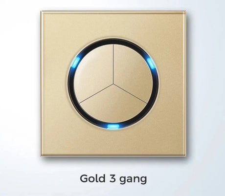  Universal Round Tempered Glass Home Wall Switch Panel LED Indicator Black/Grey/Gold/White 250V 86mm*86mm Wall Light Switch