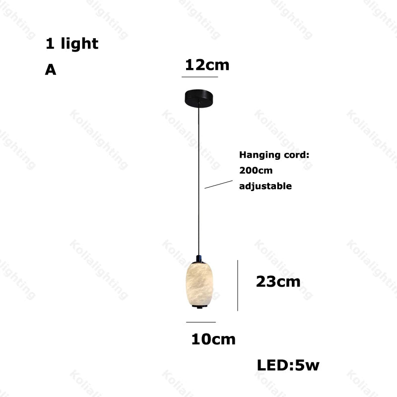 Marble Life Black Gold Hardware LED Dimmable Chandelier Lighting Alabaster Suspension Luminaire Lampen For Dinning Room