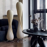 Light Luxury Wooden Curved Shade Floor Lamp Modern Standing Lamp for Living Room Bedroom Entryway Home Interior Decor Lighting