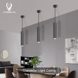 Black LED Pendant Lights GU10 Room Decor Retro Living Room Chandelier Hanging Fixture for Kitchen Table Bedroom Dining Room