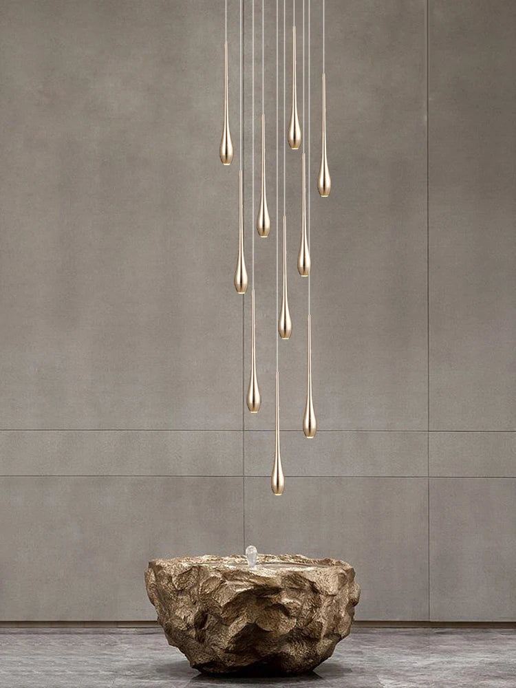 Nordic Style LED Modern Pendent Lamp Suitable For Villa Staircase Pendant Double-Layer Attic Ceiling Lamp Living Room Chandelier