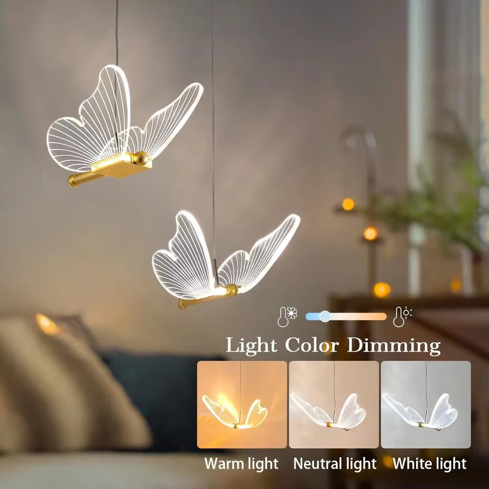Butterfly LED Pendant Lights Ceiling Hanging Lamps Bedside Suspension Luminaire Living Room For Home Decoration Indoor Lighting