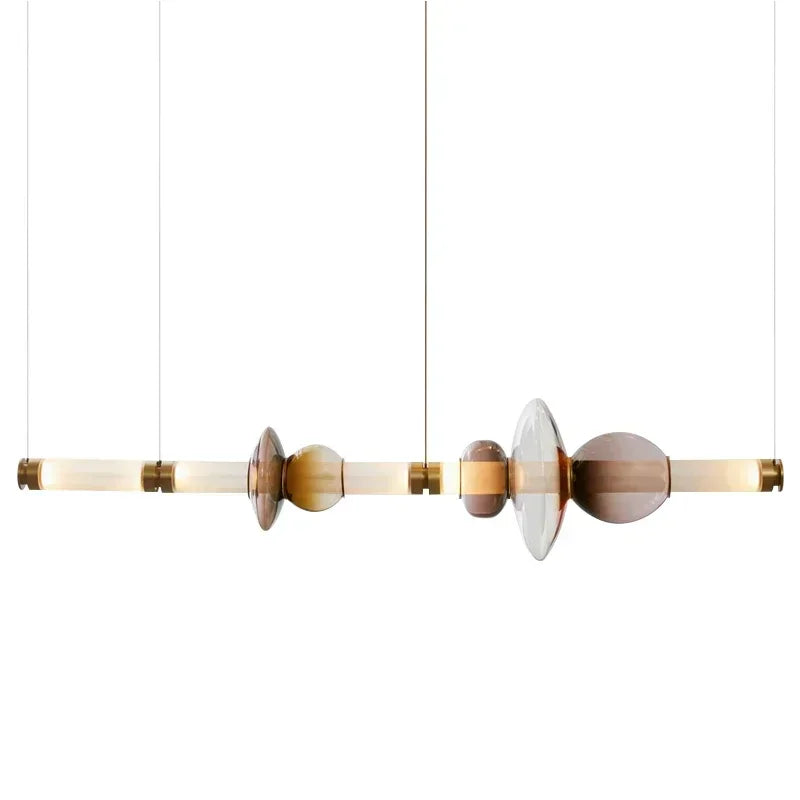 Nordic Long Dining Chandelier - Stained Glass LED Island Pendant Light