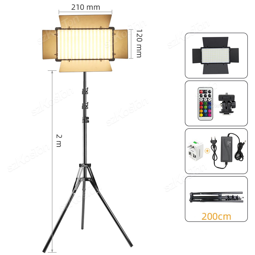 U800+ U600+ LED Video Light Photo Studio Lamp Bi-Color RGB Dimmable with Tripod Stand Remote for Photography Live Steaming