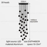 Orb Chandelier Interior Lighting Decorative Lamps Black Circular Penthouse Designer Living Room Pendant Stairwell Chandelier