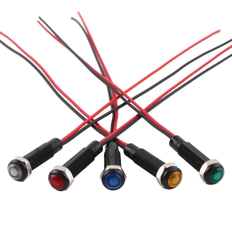 6mm Plastics LED Waterproof Black Indicator Light Signal Lamp Wire 3V 6V 12V 24V 110V 220V AC/DC