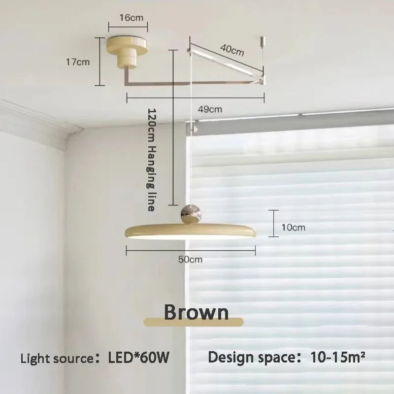 French Rocker arm Hanging Chandelier Light Fixture  Folding LED Colorful Pendant Lamp for Living Room Dining Room Bedroom