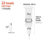 Luxury K9 Crystal LED Pendant Light - Customizable Duplex Staircase Hanging Chandelier Lamp for Living Room, Bedroom, Hotel & Shop