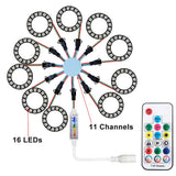 LED Sparkle Ring Light Circle Module WS2812B Individually Addressable RGB Atmosphere Lamp 17 Key Music Remote Control for Party
