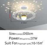 Children's Room Light Creative Space Astronaut Room Pendant Light Cartoon Starry Sky Eye Protection Light Dimmable with Remote
