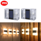 Outdoor IP65 Waterproof Solar Powerd Transparent LED ABS Wall Light Home Courtyard Garden Corridor Decorative Lights