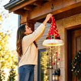 LED Santa Hat Hanging Light Christmas Hat Pendant Lamp with Tassel Bell Star Ornaments Xmas New Year Party Decoration Light