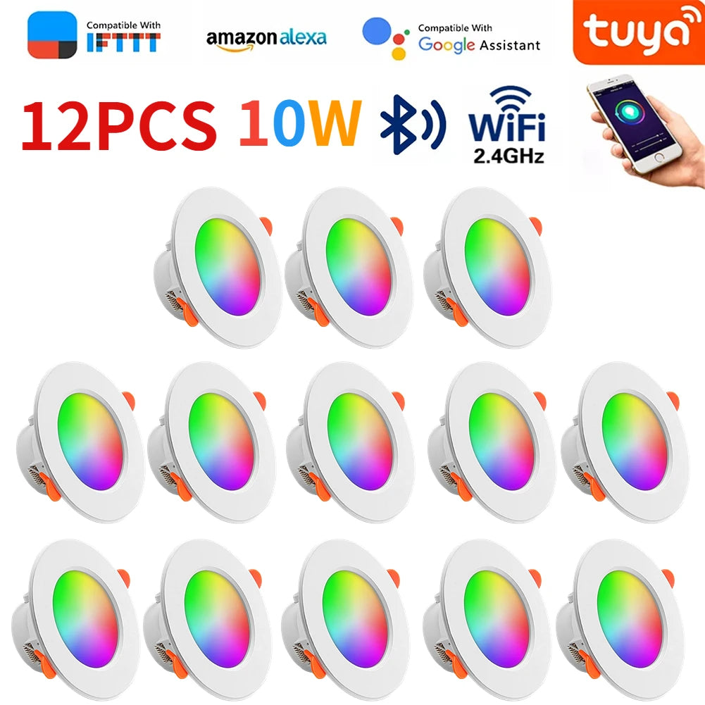 LED Downlight  Smart Life Dimming Spot Bluetooth Lamp 10W RGB+CW+WW Change Warm Smart Lamp Work with Alexa Google Home