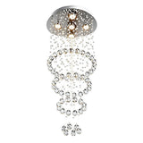 Multi Layer Waterfall Crystal Chandelier Round Ceiling Mount Pendant Light For Staircase Villa Hall Luxury Decor Fixture