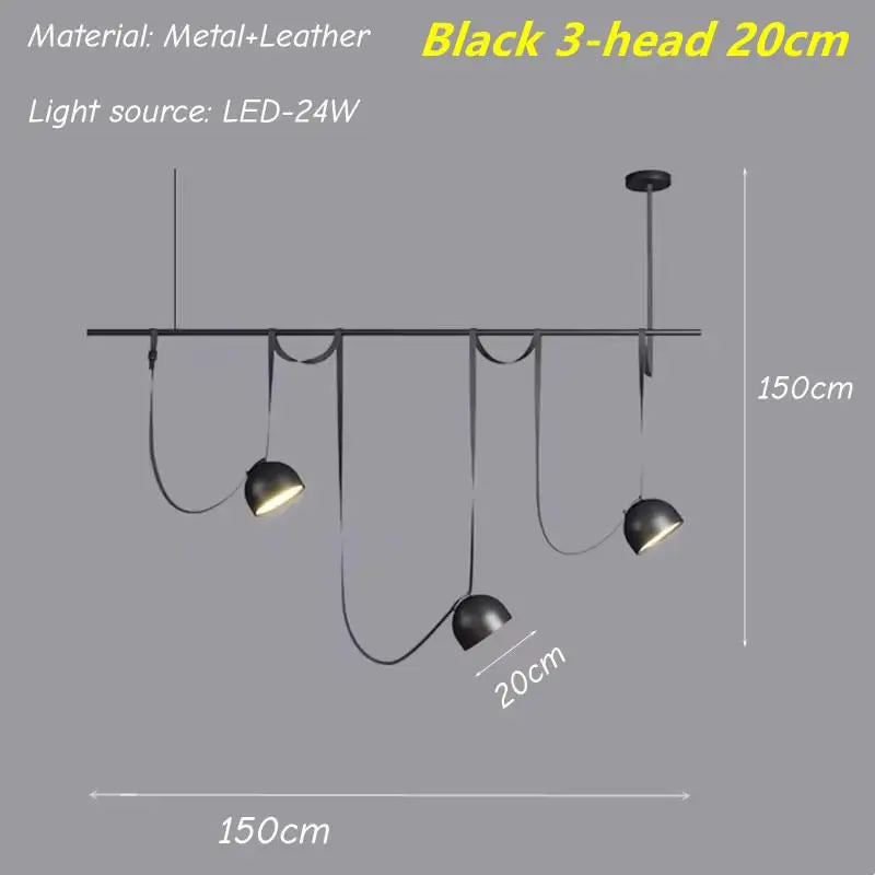 Nordic Art Leather Metal LED Chandelier Living Dining Room Bedroom Bar Island Luminaire Personalized Home Decor Lighting Fixture