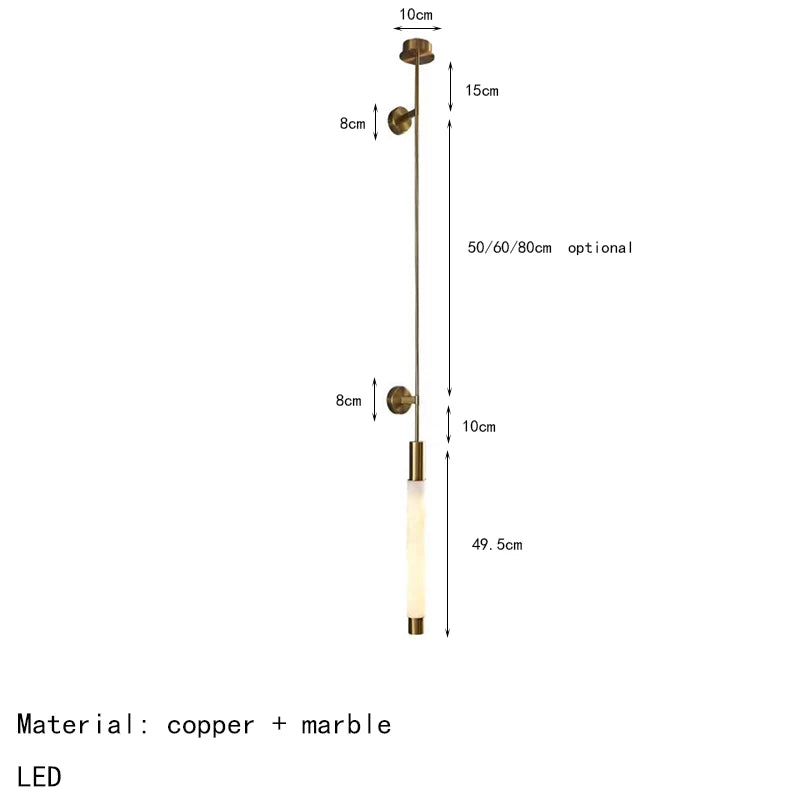 Simple Natural White Marble Wall Light Copper Creative Sconce Hotel Hall Room Parlor Bathroom Lamp