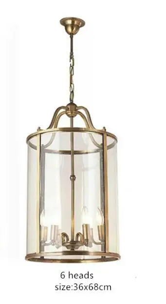 American Copper Glass Corridor Aisle Restaurant Bar Shop Cylinder Solder Birdcage Chandelier Lamp E14x3 pendant light home decors